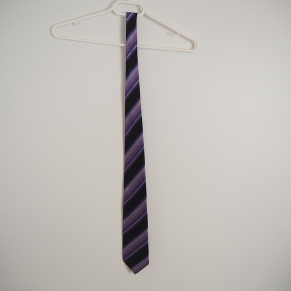 Balenciaga Paris 100% Silk Tie Purple Striped Made in Italy Designer - Picture 6 of 8
